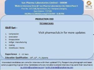 Pharma interview in sikkim
