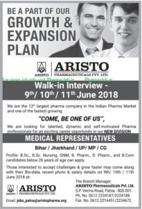 pharma job opportunities aristo pharma